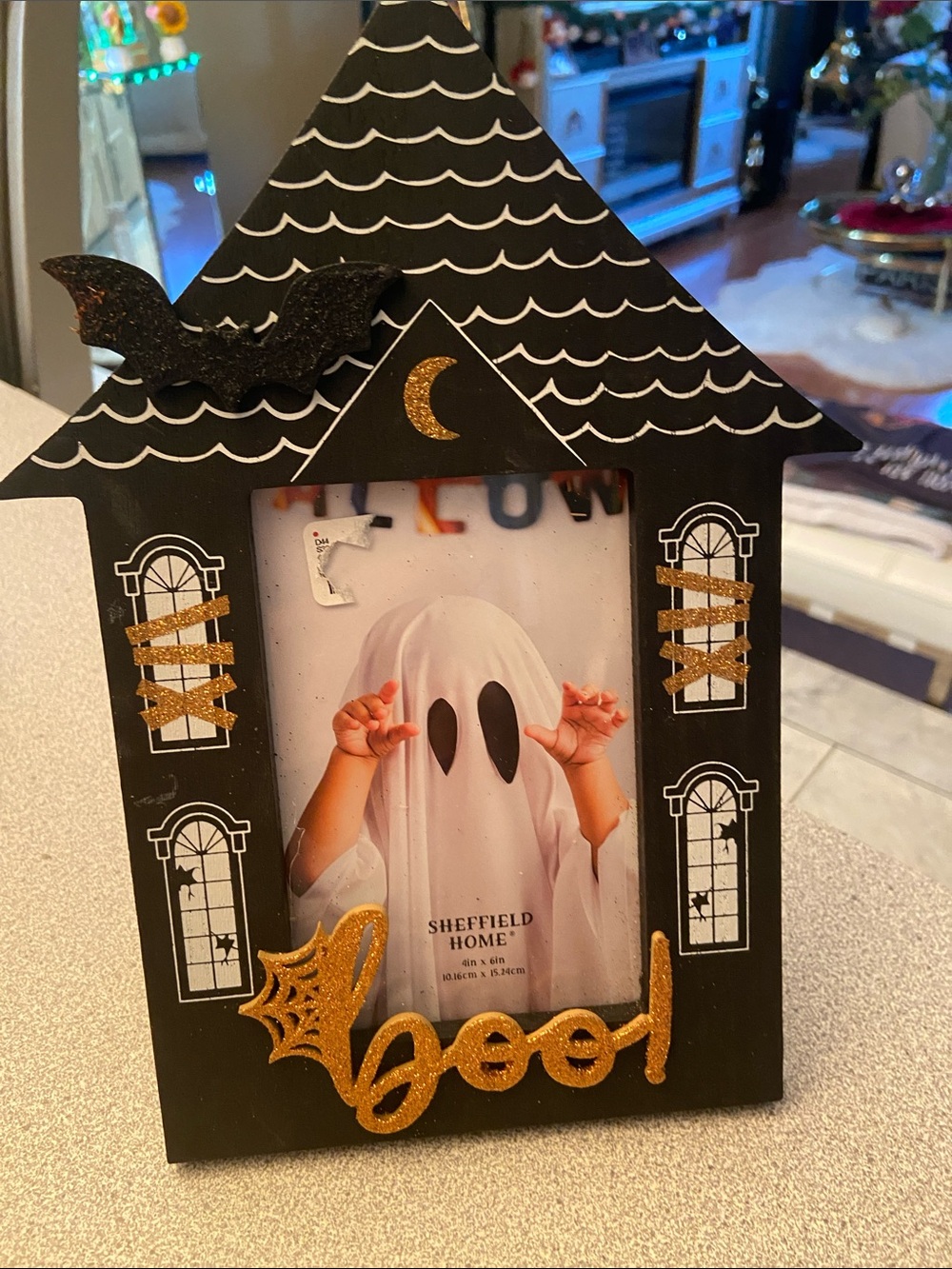 Sheffield Home Black and Gold Halloween House Frame with 'Boo' Accent